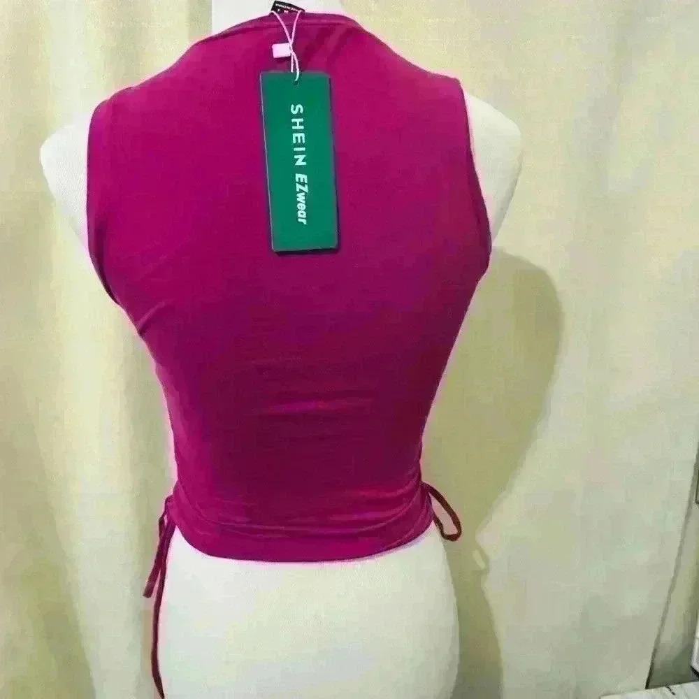Drawstring Ruched Side Crop Tangtop SheIn - Picture 3 of 4